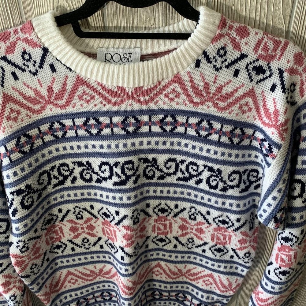 Vintage Rose Abstract Novelty Granny Sweater - Picture 3 of 5